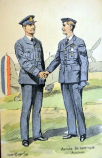 British royal air force pilots stand next to a French fighter aircraft, 1940