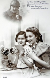 World War Two: Sentimental French postcard for civilians to send to their men at the frontline.