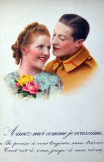 World War Two: Sentimental Italian postcard for civilians to send to their men at the frontline.