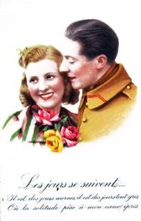 World War Two: Sentimental French postcard for civilians to send to their men at the frontline.