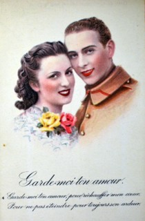 World War Two: Sentimental French postcard for civilians to send to their men at the frontline.
