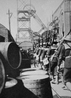 British marines embark at a port for the war in Europe. WWI