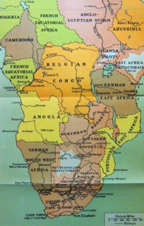 Map of central and Southern Africa in 1914