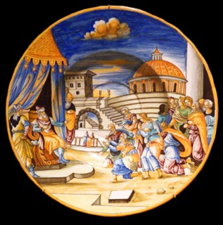 Plateau, Tin-enameled earthenware (maiolica or faience).