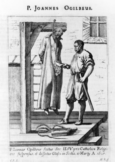 John Ogilvie hanging from the gallows