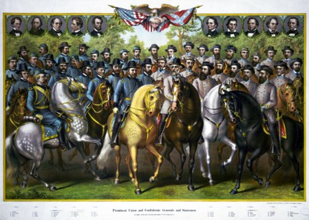 Prominent Union and Confederate generals and statesmen, 1861-5