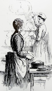 Housewife washing dishes
