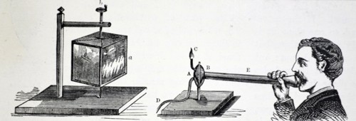 Konig's flame manometer for demonstrating the vibration of sounds