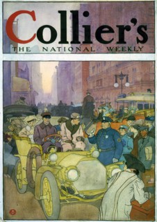 Automobile in crowded street