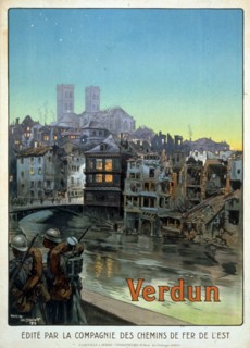 Soldiers marching over Verdun