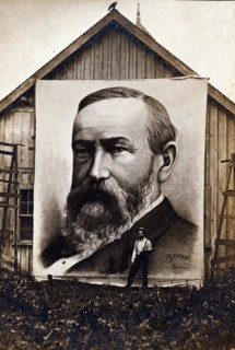 Giant painting of President Benjamin Harrison