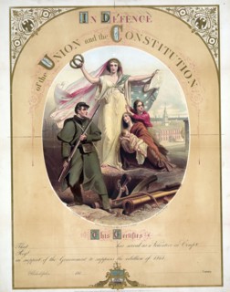 Certificate for a volunteer serving in the Union army