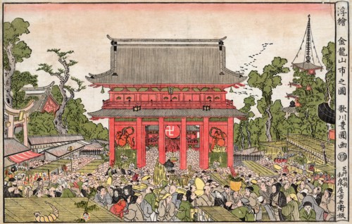 Perspective picture of the market at Kinryuzan Temple
