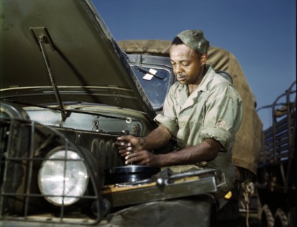 Mechanic working in the US Army
