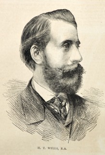 Steel engraving of the artist H. T .Wells , RA
