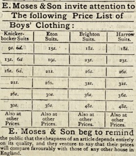 Price List for E. Moses & Son