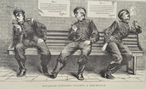 Sketch titled Bavarian Officers - Cigared a Discretion