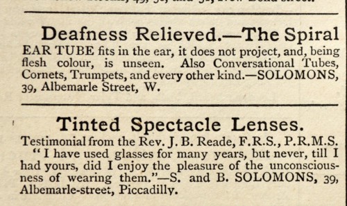 Advert for Hearing Aids and Lenses