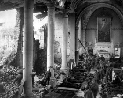 Photograph of American Soldiers Taking Shelter