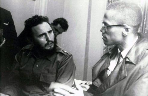 Photograph of Fidel Castro and Malcolm X