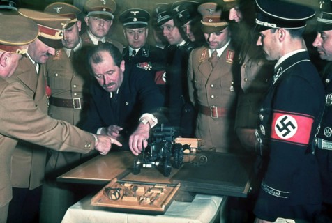 Colour photograph of Ferdinand Porsche and Adolf Hitler