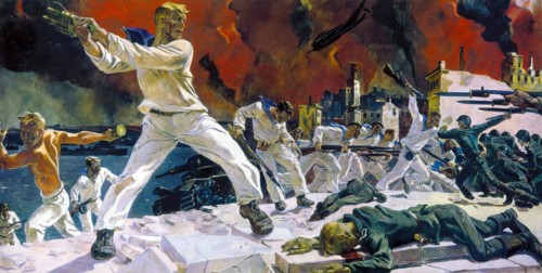 The Defense of Sebastopol painted by Alexander Deyneka (1899-1969)