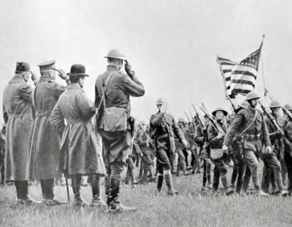 General Pershing reviews soldiers of the United States Army, WWI