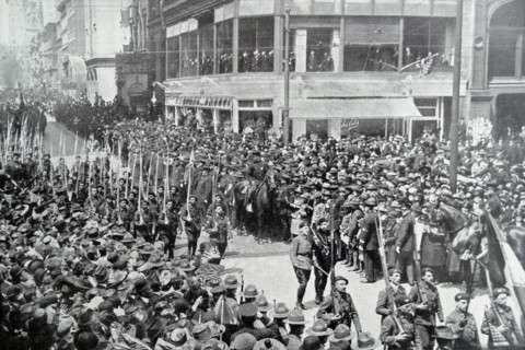 French soldiers visit New York as part of the effort to win support for america's entry to WWI