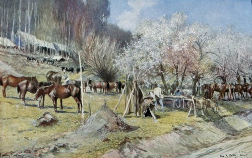 French cavalry camp at Vailly, near Craonne, WWI