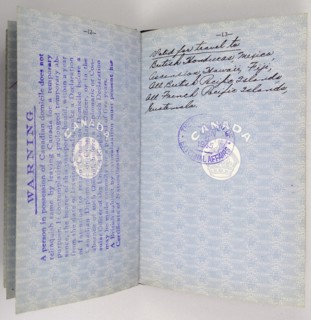 Canadian Passport issued to a British Royal Air Force pilot
