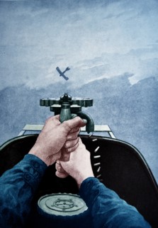 Air to air dogfight between a British and a German aircraft in WWI 1917