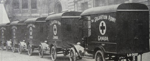 Salvation army ambulances for the Red Cross to use in Russia; WWI 1916