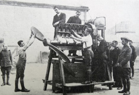 Royal Flying corps assemble aircraft at Farnborough