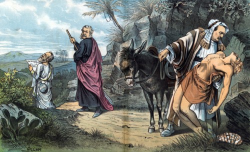 Rutherford B. Hayes, Chester A. Arthur, and Grover Cleveland as pilgrims