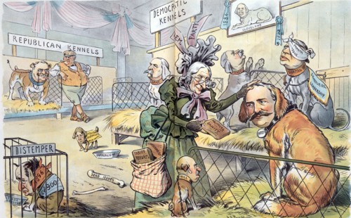 The "Republican Kennels" and the "Democratic Kennels" at the "National Bench Show"