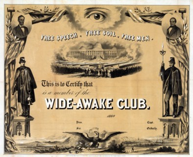 Membership certificate for the Wide-Awake Club