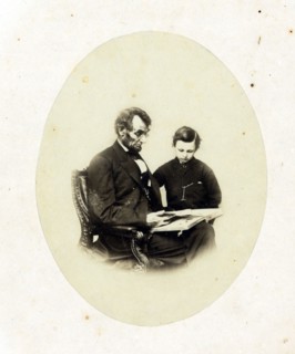 Abraham Lincoln with his son, Tad