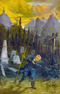 President Grant walking through cemetery of other presidents