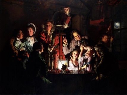 Painting titled "An Experiment on a Bird in the Air Pump"