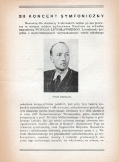 Engraving of Witold Lutoslawski