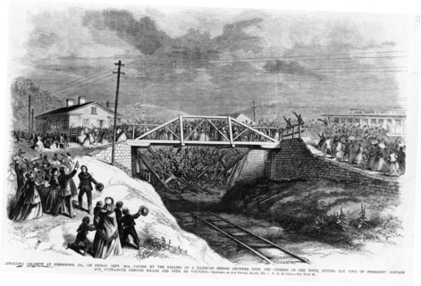 Collapse of a railroad bridge during Presidential visit