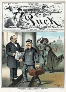 President Cleveland handing a paper to Henry Pearson