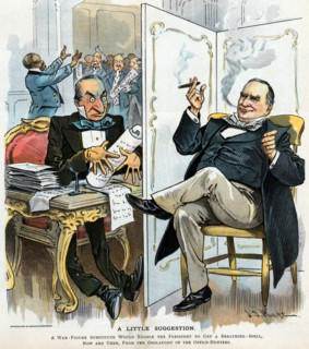 President McKinley taking a break to smoke a cigar