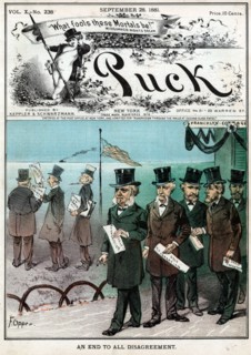 Group of men exiting Francklyn Cottage after Garfield's death