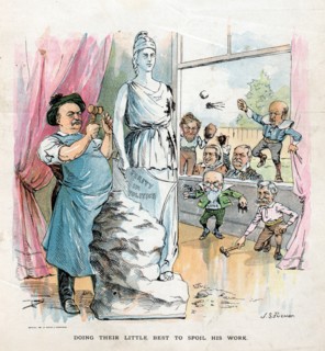 President Cleveland sculpting a statue