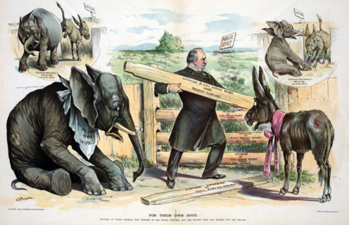 President Cleveland adding boards to a fence