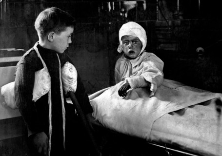 Children receiving hospital treatment.