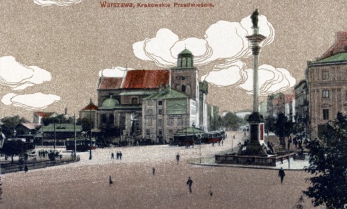 Castle Square in Warsaw, Poland, with Sigismund's Column and St. Anne's Church