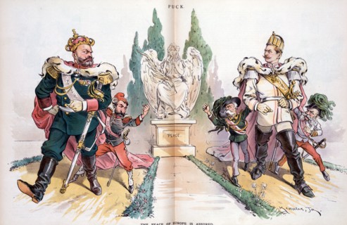 Alexander III, labelled 'Russia', looking at Wilhelm II, labelled 'Germany'