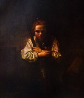 Painting titled 'Girl with a Broom'